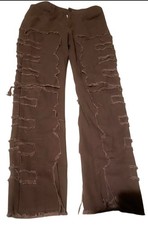 Men's Distressed Stacked Skinny Jeans Brown Wash Ripped Denim — listing 2