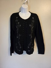Vintage 1996 Claudia D. Cream Beaded Open-Front Cardigan, Size L — listing 5