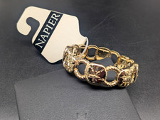 Napier Silver-Tone Faceted Multi-Stone Stretch Bracelet with Green Foil Center Stone — listing 3