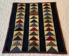 Handmade Patchwork Quilted Wall Hanging, Burgundy Silk with Paisley and Diamond Motifs, listing 6