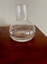 Frosted Glass Faceted Rose Bowl Vase with Gold Scalloped Metal Base — listing 2