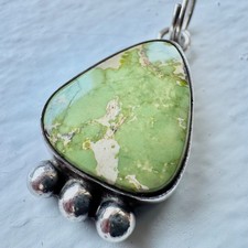 Native American Sterling Silver Turquoise Inlay Pendant Necklace & Earrings Set by HJ Chavez — listing 4