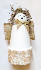 Terracotta Sitting Angel Figurine with Bow and Wings — listing 5