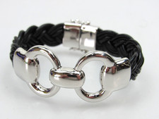 Milor Italy Bronze and Leather Multi-Strand Bracelet with Magnetic Clasp, 7 1/4" — listing 5