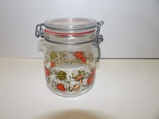Arc France Glass Bail-Lock Canister Jar with Country Farm Barn Motif — listing 6