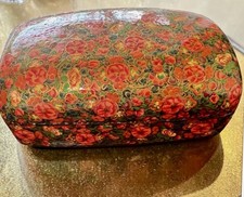 Hand-Painted Kashmiri Papier-Mâché Egg Trinket Box with Rooster & Hen Motif — listing 3