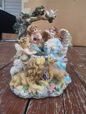 Cast Resin Cherub Tabletop Fountain with Shell Basin and Putti Figures — listing 5