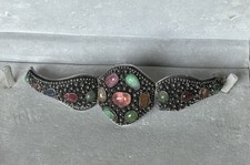 Vintage Chinese Export Silver Coral & Turquoise Cabochon Cluster Ring — listing 3
