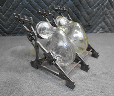 Vintage Pressed Glass Double Inkwell Desk Stand with Pen Rests — listing 4