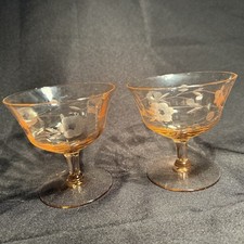 Pink Depression Glass Etched Champagne Coupe Set — listing 6