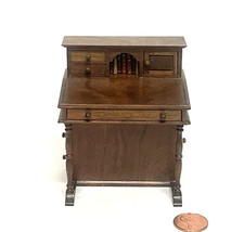 Miniature Dollhouse Wooden Writing Desk with Quill, Inkwell and Papers, listing 3