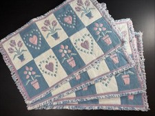 Set of 6 Yellow Floral Cotton Placemats with Rose & Chintz Pattern — listing 4