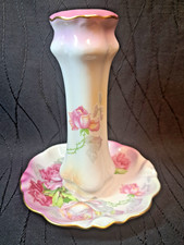 Antique Nippon Hand-Painted Porcelain Hatpin Holder with Violet Motif and Moriage Beading — listing 4