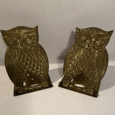 Vintage Solid Brass Owl Bookends, Pair, Handcrafted in Korea — listing 4