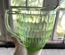 Vintage Emerald Green Hand-Blown Glass Pitcher with Applied Handle — listing 3