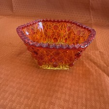 Amberina Daisy & Button Square Sauce Dish / Small Bowl, Red/Yellow, 2 inch — listing 3
