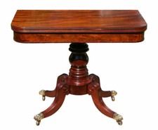 Antique Georgian Mahogany Fold-Over Card Table / Tea Table with Tapered Legs