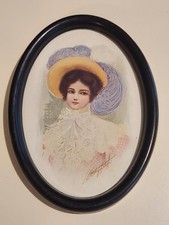 Pair of Framed Gibson Girl Style Portrait Prints in Gilt Bamboo Frames — listing 6