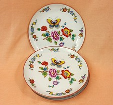 Vintage Porcelain Snack/Luncheon Set, Orange Chinoiserie Floral with Greek Key Border, Cup and Well-Plate — listing 4