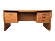 Mid-Century Danish Modern Style Teak Executive Desk with Pedestal Drawers and Matching Credenza — listing 5