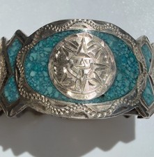 Vintage Mexican Aztec/Mayan Panel Link Bracelet, Two-Tone Silver and Copper, Maker Unknown — listing 5