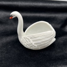 Limoges France Gold Gilt Porcelain Figural Swan Open Salt Cellar with Two Salt Spoons — listing 5
