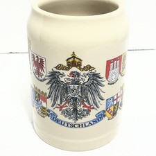 German Stoneware Beer Stein with Pewter Lid, Imperial Eagle Deutschland Coat of Arms, listing 2