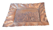 Vintage Brass Repoussé Wall Charger with Black Metal Rim - Flemish Tavern Scene — listing 2