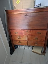 Vintage Mediterranean Style Bookcase Cabinet with Drop-Front Desk — listing 5