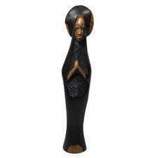Hand-Carved Ebony Wood Madonna / Praying Nun Figure — listing 4