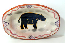 Ceramic Bowl with Silhouette Hippopotamus/Animal Head Design in Brown and Cream — listing 2