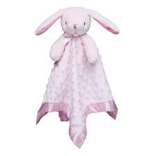 Baby Bunny Security Blanket Lovey with Blue Star Print and Yellow Satin Trim