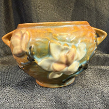 Roseville Pottery Magnolia Pattern Rectangular Console Planter with Handles