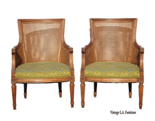 French Louis XV Style Cream and Gilt Caned-Back Side Chair with Silk Upholstered Seat — listing 4
