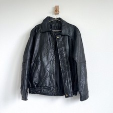 Vintage 1980s Black Patchwork Leather Bomber Jacket, Men's Size XXL — listing 6