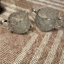 Vintage Cut Crystal Two-Handled Open Sugar Bowl with Floral Wheel-Cut Design, 6" Wide — listing 3
