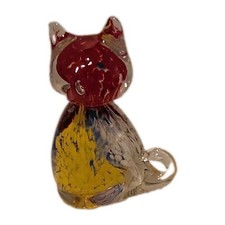 Blue Glass Sitting Cat/Kitten Figurine, 2.5 inch Miniature — listing 3