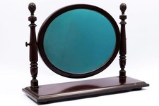 Antique Edwardian Arched Mahogany Vanity / Dressing Table Mirror with Marquetry Inlay — listing 2