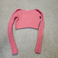Pink Ribbed Knit Cotton Sweater with Button Detail — listing 2
