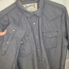 Roebuck & Co. Men's Short-Sleeve Western Plaid Snap Shirt, Size Large — listing 6