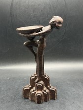 Antique Figural Spelter Lady Table Lamp with Two Floral Milk Glass Shades L. & F. Moreau, listing 5