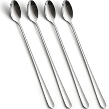 Set of 5 Stainless Steel Iced Tea Spoons with Ornate Cast Handle Terminals