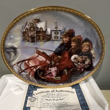 Hand-Painted Winter Sleigh Ride Scenic Decorative Plate with Scalloped Rim — listing 2
