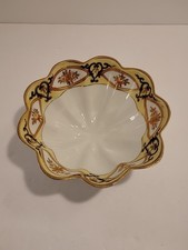 Pair of Antique Hand-Painted Porcelain Footed Salt Cellars/Nut Dishes with Roses and Gold Moriage — listing 5