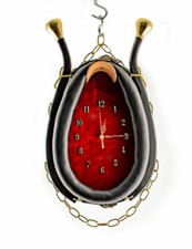 Antique Horse Collar Repurposed into Wall Clock with Green Velvet Face and Brass Numerals — listing 5