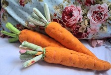 Handmade Fabric Stuffed Carrots Set of 3 Easter Spring Decor