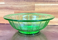 Vintage Uranium Green Depression Glass Ribbed Bowl with Starburst Base, 5.5 inch — listing 6