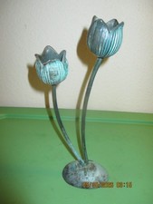 Vintage Wrought Iron Floral Leaf Candle Holder / Decorative Sculpture — listing 5