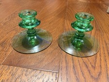 Vaseline / Uranium Glass Candlestick with Petal Cup and Scalloped Foot — listing 6