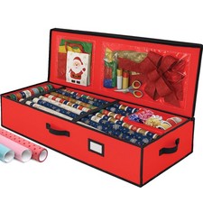Gray Snowflake Print Gift Wrap Storage Organizer with Compartments — listing 3